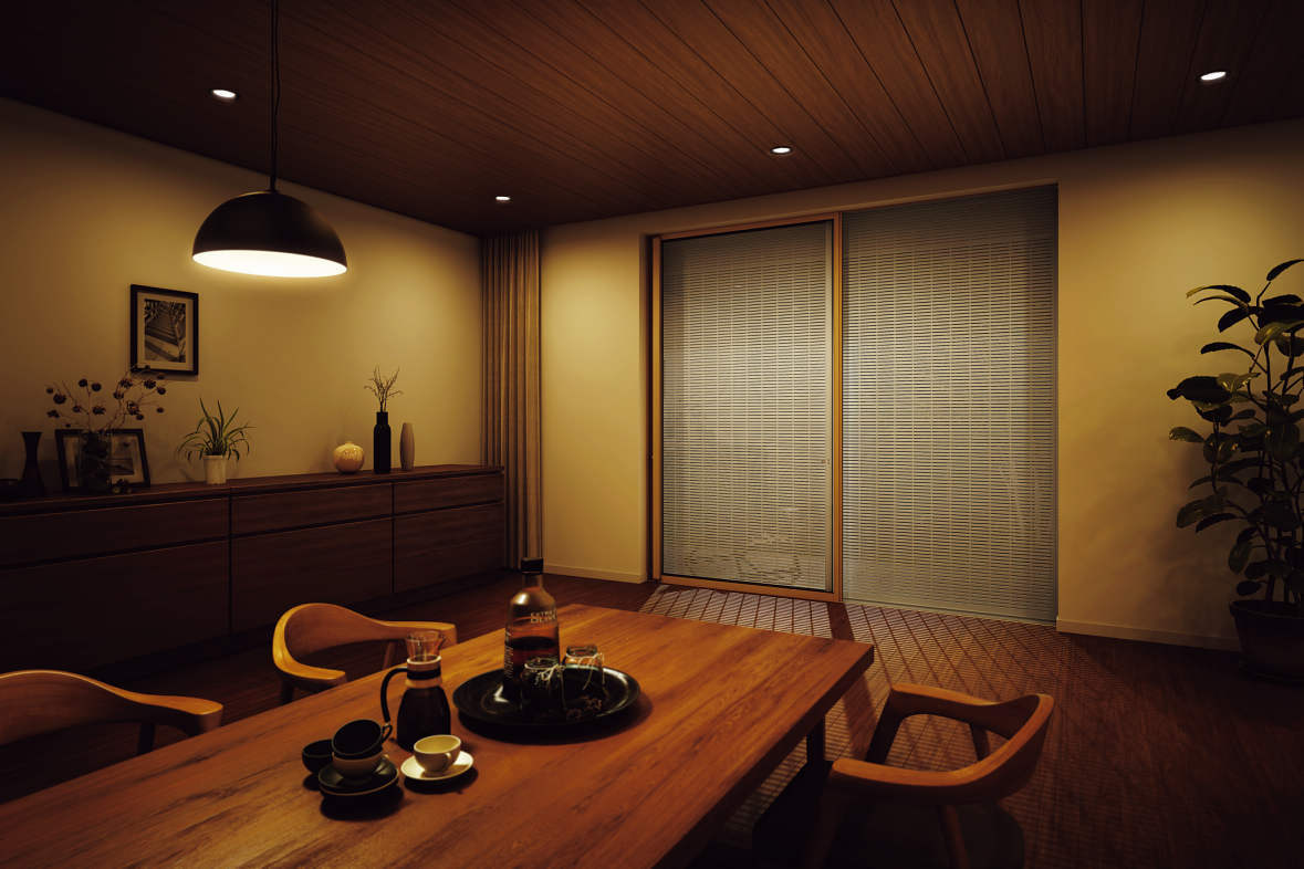 通風・彩光タイプシャッター/夜の様子